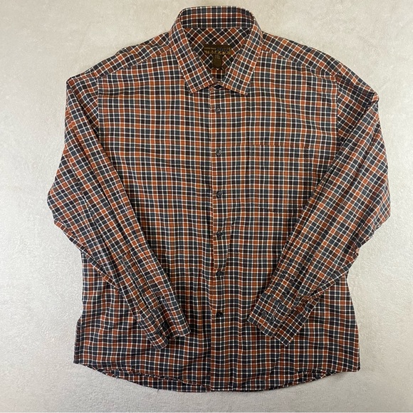 Pronto Uomo Blue Men’s XXL Orange Checkered Plaid Button-Up Collared Shirt - Picture 1 of 7
